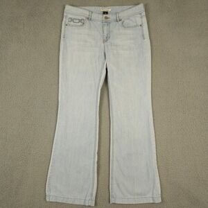 White House Black Market Jeans Women 10 Noir Blue Flare Leg Low Rise Embroidered